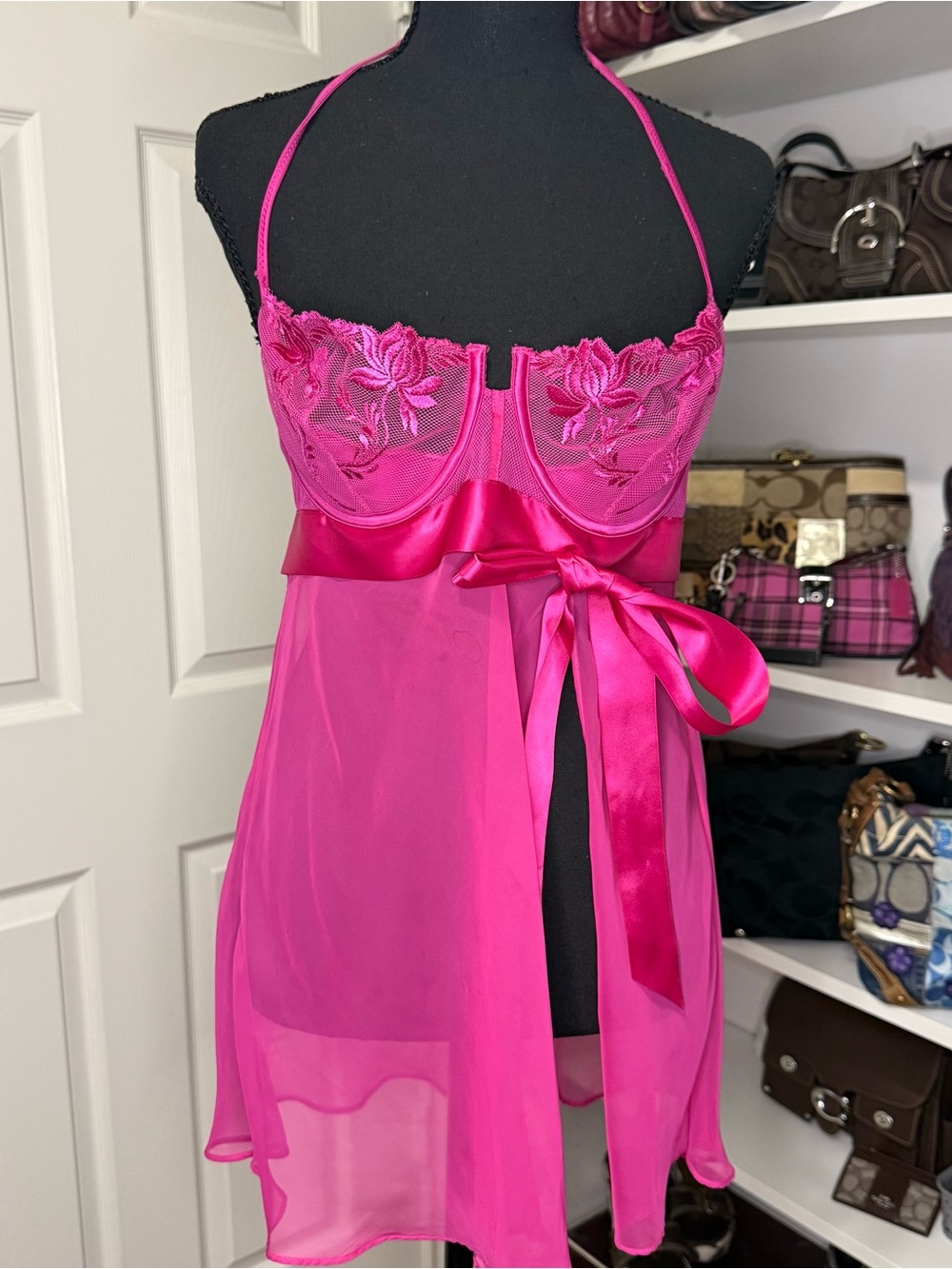 Victoria's Secret Hot Pink Babydoll Lingerie Slip Dress